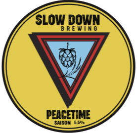 Peacetime Saison beer label by Slow Down Brewing, craft brewery in Greece.